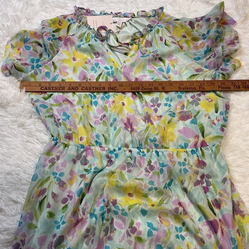 Lauren Conrad Mini Lightweight Short Sleeve Size Lg Women's Ruffle NWT Dress - Picture 7 of 9